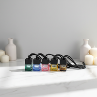Flacon diffuseur de voiture vide en verre carré de 8 ml avec cordelette et bouchon à vis pour parfum et aromathérapie, noir
