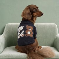 Pull d'hiver pour petit chien, tricot rayé, motif dinosaure mignon, vêtements pour chiot, tenue d'hiver pour animal de compagnie, vente en gros