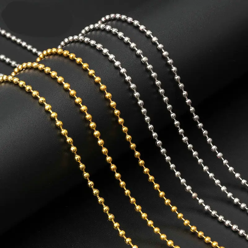 Factory jewelry silver gold plated 60cm 80cm alloy bead ball chains necklace chain for pendants