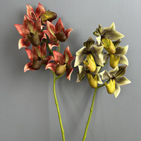 Orchidée Phalaenopsis Artificielle en Silicone, Toucher Réaliste, Haute Qualité, Décoration d'Intérieur, Fleur pour Photographie
