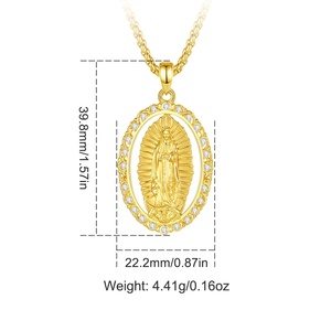 Collar de Joyería Católica Espiritual con Colgante de Nuestra Señora de Guadalupe Chapado en <span class=keywords><strong>Oro</strong></span> de <span class=keywords><strong>24K</strong></span> al por Mayor para Mujer - Product Image 2