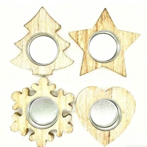 Wood Candlestick Holder Christmas <b>Tree</b> <b>Star</b> Snowflake Heart Shape MDF Home Decoration <b>For</b> Holiday Gift - Product Image 1