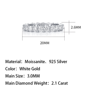Anillo de Plata de Ley S925 con Moissanita Vvs1 de Una Sola Hilera, Joyería Clásica para la Mano, con Certificado GRA, Pasa el Test de Diamantes - Product Image 2