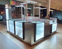 Kiosque de bijouterie en verre, style minimaliste et moderne, armoire d'exposition de bijoux, avec lumière LED, pour centres commerciaux
