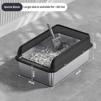Vente en gros usine Bac à litière pour chat extra large en acier inoxydable, entrée par le haut, couvercle anti-éclaboussures, semi-fermé, conception anti-sable