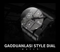 Reloj de Pulsera de Cuarzo OULM 3364 con Correa de Cuero de Forma Única, Visualización de Múltiples Zonas Horarias, Esfera Ancha, Reloj Deportivo de Golf para Hombre