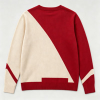 Pull-over personnalisé en maille jacquard pour homme, col en V, manches longues, logo sur le devant