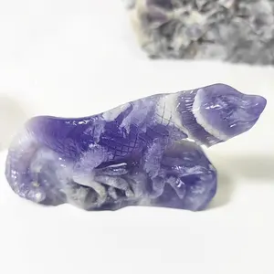 Wholesale natural carving Fluorite crystal carved Fluorite lizard for gifts