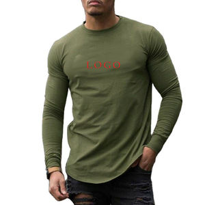 Nouvelle mode T-shirt d'été en coton à manches longues décontracté, col ras du cou, coupe ajustée avec décoration de logo, style hip hop respirant - Product Image 1