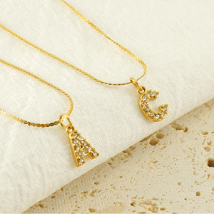 Zogxin Letter Necklace Gold Plated With Diamonds Women's Fashion Pendant Simple Style Thin S Chain - Product Image 3