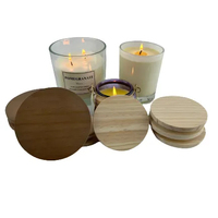 Venta al por mayor, tarro personalizado de 88mm, sellos de tapa de madera, tapa antiderrame para tarros de velas con silicona