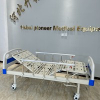 Lit médical manuel à 2 manivelles, deux fonctions, dossier et pieds réglables, avec tête de lit et barrières latérales en ABS pour clinique et salle d'hôpital