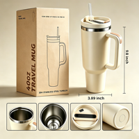 Gobelet isotherme en acier inoxydable de 40 oz avec poignée et pailles, design moderne, bouteille isotherme portable pour le bureau, tasse à café chaud pour les voyages