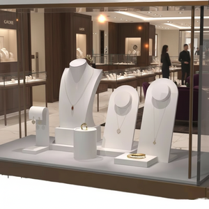 आधुनिक लक्जरी गहने डिस्प्ले सेट माइक्रोफाइबर हार स्टैंड रिंग धारक इयररिंग काउंटर विंडो धारक इयररिंग काउंटर विंडो - Product Image 4