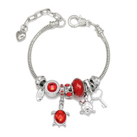 Bracelet à breloques DIY Série Océan avec chaîne serpent, pendentifs tortue marine et coquille de tortue, perles de verre colorées, réglable, bijoux de mode pour femme