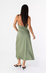 Vestido Midi Halter de Satén para Mujer 2026, Estilo Vintage Casual, Verde <span class=keywords><strong>Esmeralda</strong></span> Intenso, Espalda Descubierta, Elegante Vestido de Noche, OEM, Sexy - Product Image 3
