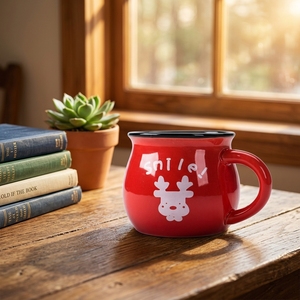 Taza de Leche de Gres Mágica al por Mayor, Taza de Cerámica Esmaltada en Rojo para Té y Café - Product Image 1