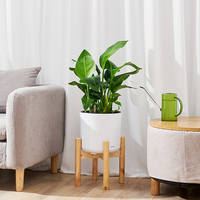 Pot de fleurs d'intérieur style nordique, accessoire avec support de fleurs chaîne, en bois