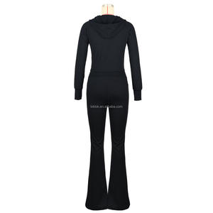 Women Autumn Solid <b>Long</b> Sleeve Yoga Set with Hood <b>for</b> Gym Fitness Workout <b>Leggings</b> Sportswear - Product Image 4
