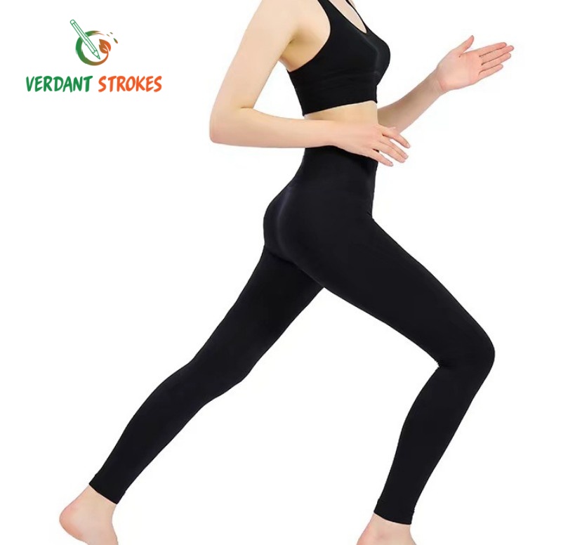 Verdant Strokes. Custom High Waist Eco-Friendly Quick Dry Breathable 100% Polyester Yoga Pant Sports Fitness Yoga Wear Leggings