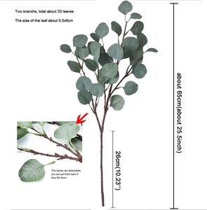 Guirlande artificielle d'eucalyptus ver, 1 pièce, longues feuilles argentées, plantes à feuillage, fausses Branches en plastique, Branches vertes, buste - Product Image 2