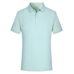Men's Light Green Cotton Polo Shirt Solid Color Short Sleeve Workwear Daily Wear - Product Image 4