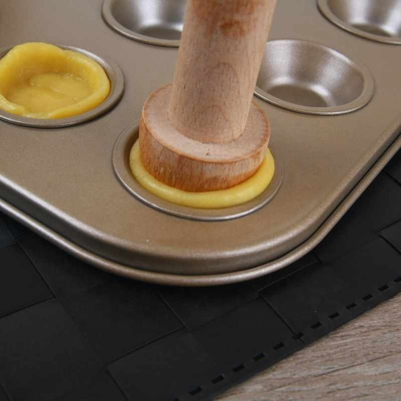 BYFRI 1pc Portable Egg Tart-Tamper Double Sided En Bois
