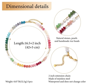 2025 nouveau Style Boho collier de perles d'eau douce en acier inoxydable avec des perles de pierre naturelle mignon lien chaîne pour les femmes cadeau - Product Image 5