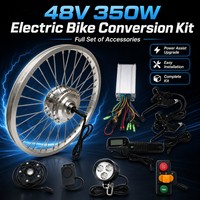 Kit de conversion de vélo électrique 36V 48V 350W, moteur de moyeu 14-27,5 pouces, transmission avant et arrière avec contrôleur, capteur PAS, éclairage LED