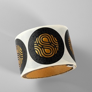 豪华质感纸张3D圆形贴纸定制徽标局部UV压纹徽标密封标签贴纸带金箔 - Product Image 5