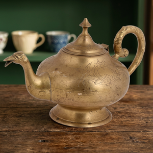 Théière en laiton orientale avec couvercle et poignée, pot à eau décoratif, bouilloire en métal - Product Image 3