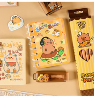 Sac à fermeture éclair en PVC Capybara, pack de récompenses mignon pour les enfants d'école primaire, trousse de papeterie de dessin animé, comprenant un ensemble de crayons et de fournitures scolaires