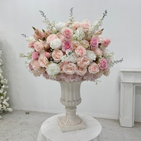 Bouquet de fleurs artificielles roses et vertes B135, centre de table floral pour mariage, décoration de table d'allée, chemin de table, événement