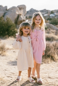 Vestito Estivo per Bambine con Laccetti Frontali, 100% <span class=keywords><strong>Cotone</strong></span> <span class=keywords><strong>Mussola</strong></span>, Maniche a Sbuffo, <span class=keywords><strong>Abito</strong></span> Casual per Bambina - Product Image 4