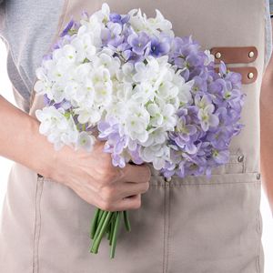 Flor Artificial de Hortensia CallaFloral, Rama Individual, Blanca y Morada, Decoración para Bodas, Estilo Artesanal - Product Image 2