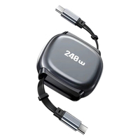 Câble de charge rapide rétractable Type-C 240W PD avec matériau tressé, longueur 1m, transfert de données 480 Mbps pour téléphone/tablette/ordinateur portable