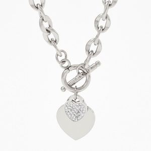 Nouveau collier en acier inoxydable plaqué or pour femmes, boucle en forme de cœur lisse, bijoux en gros - Product Image 4