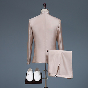 <span class=keywords><strong>2022</strong></span> primavera nuevos hombres de un solo pecho frente plano Slim Fit de tres piezas de negocios profesional traje Formal <span class=keywords><strong>novio</strong></span> estilo coreano - Product Image 4