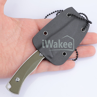 Petit couteau de survie vert pour le camping en plein air, mini couteau de cou avec étui Kydex