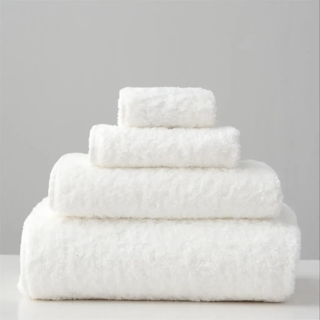 Personalizzato può essere ricamato con Logo bianco set di asciugamani lunghi terry per Spa 100% cotone spugna di lusso asciugamano da bagno Hotel