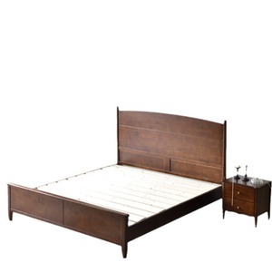 American Retro Solid Wood <b>Bed</b> 1.8M Cherry Black Platform <b>Double</b> <b>Bed</b> Durable Framework Structure - Product Image 2