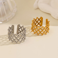 Trendiger Netzgitter-Ring aus Edelstahl, Gold- oder Silberplattiert, Verstellbarer Statement-Ring für Damen