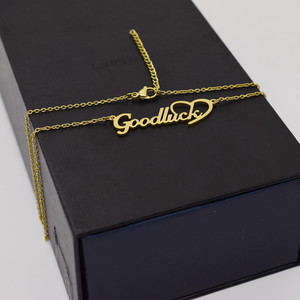 Collar Vintage Chapado en Oro de 18k, Collar de Acero Inoxidable con Colgante de Corazón de la Buena <span class=keywords><strong>Suerte</strong></span> para Mujer, Regalos de Joyería - Product Image 1