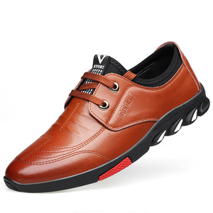 Chaussures rehaussantes invisibles pour hommes, décontractées, en cuir, à lacets, respirantes, talon bas, augmentation de 6 cm, style coréen tendance - Product Image 5
