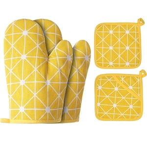 Porte-casseroles de cuisine les plus vendus mitaines de four gants en silicone coton épaissi gants de cuisson résistants à la chaleur - Product Image 1