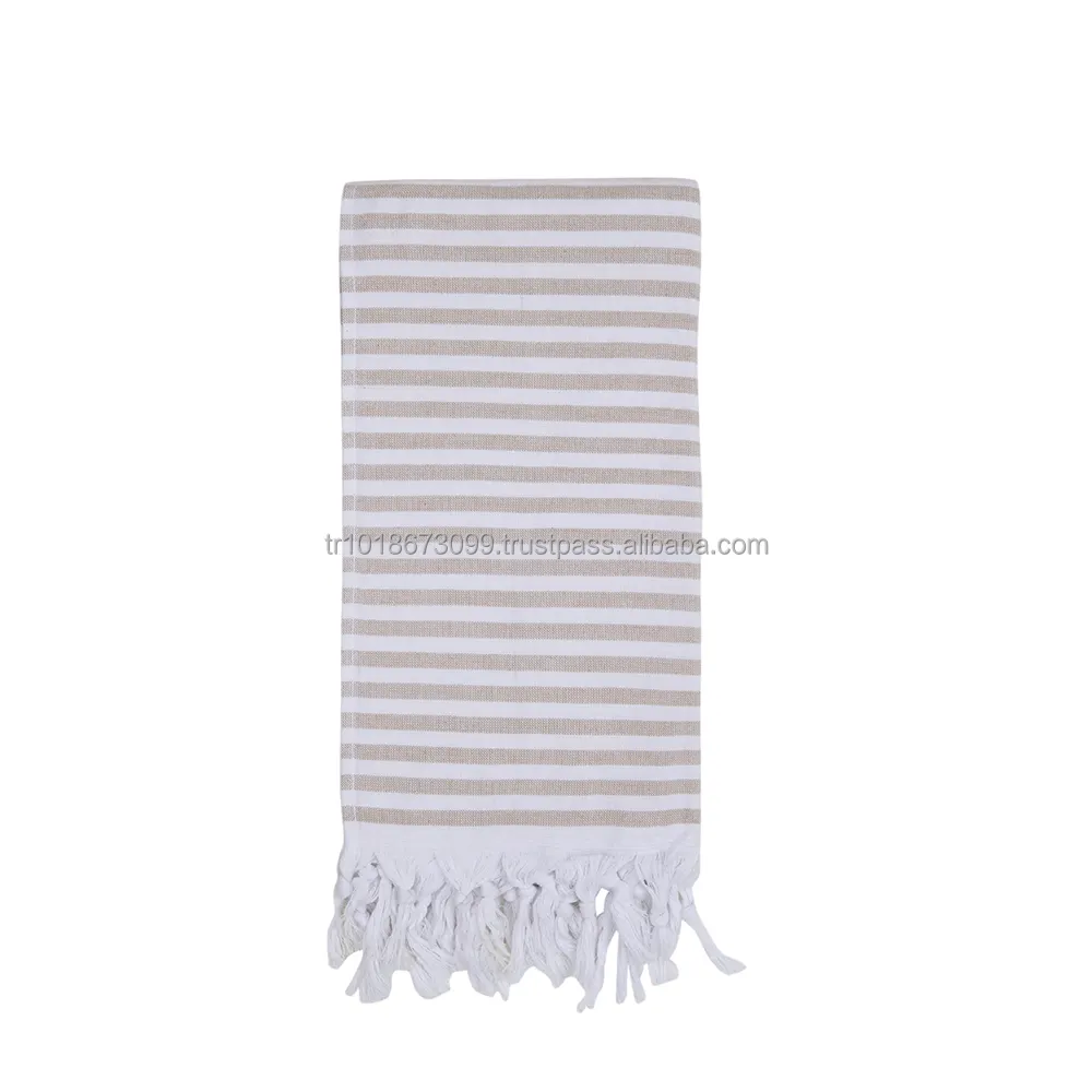 테리 뒷받침 터키어 수건 Peshtemal Fouta 도매 해충 소프트 OEM 사용자 정의 100 면 두꺼운 줄무늬 화이트베이스 로얄