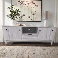 Meuble TV, centre de divertissement avec 2 portes et 1 tiroir, console multimédia en bois massif, meuble TV, salon, chambre à coucher