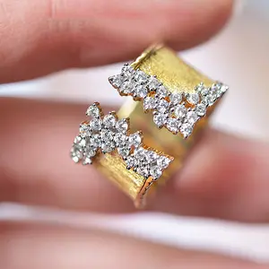 New Design New Women's Crystal Finger Ring Wholesale 2024 Micropaved Zirconia Gold Plated Boho Ring