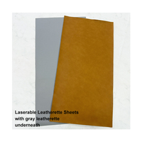 Feuilles de cuir PU jaune clair/noir avec adhésif, feuilles de similicuir lasérisable avec dessous gris, découpe au laser