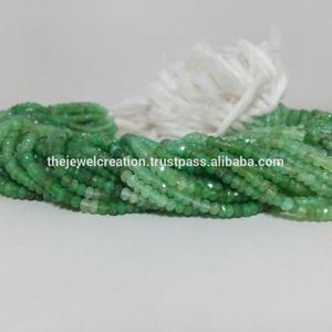 Perles de pierre de chrysoprase verte naturelle de 3 mm 4 mm facettées rondes en forme de rondelle certifiées IGI pour la fabrication de bijoux en gros - Product Image 1